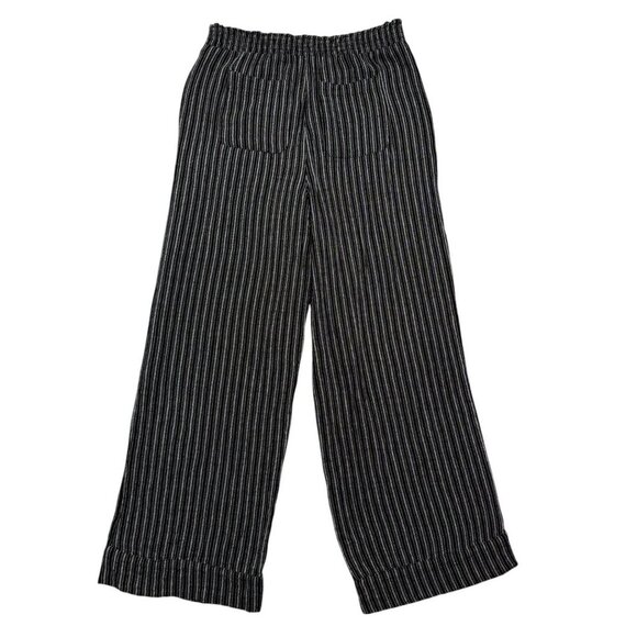 Time & Tru Linen Blend Wide Leg Pull On Pants Relaxed B&W Striped Boho Womens S - Picture 6 of 11